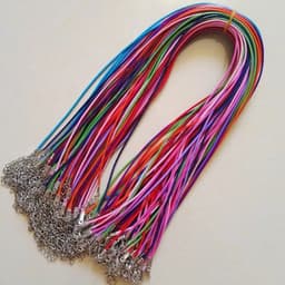 image-Fashion 1.5MM 2.0MM 45cm 60cm 70cm stainless steel or black Wax rope lobster clasp necklace lanyard Jewelry pendant cords 100pc