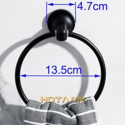 image-Matte Black Finish Stainless Steel Wall Mounted Towel Ring Bathroom Accessories Round Towel Holder Bathroom Towel Rack Hanger
