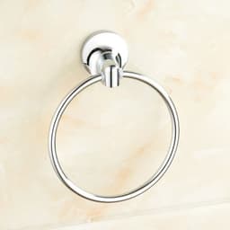 image-Matte Black Finish Stainless Steel Wall Mounted Towel Ring Bathroom Accessories Round Towel Holder Bathroom Towel Rack Hanger