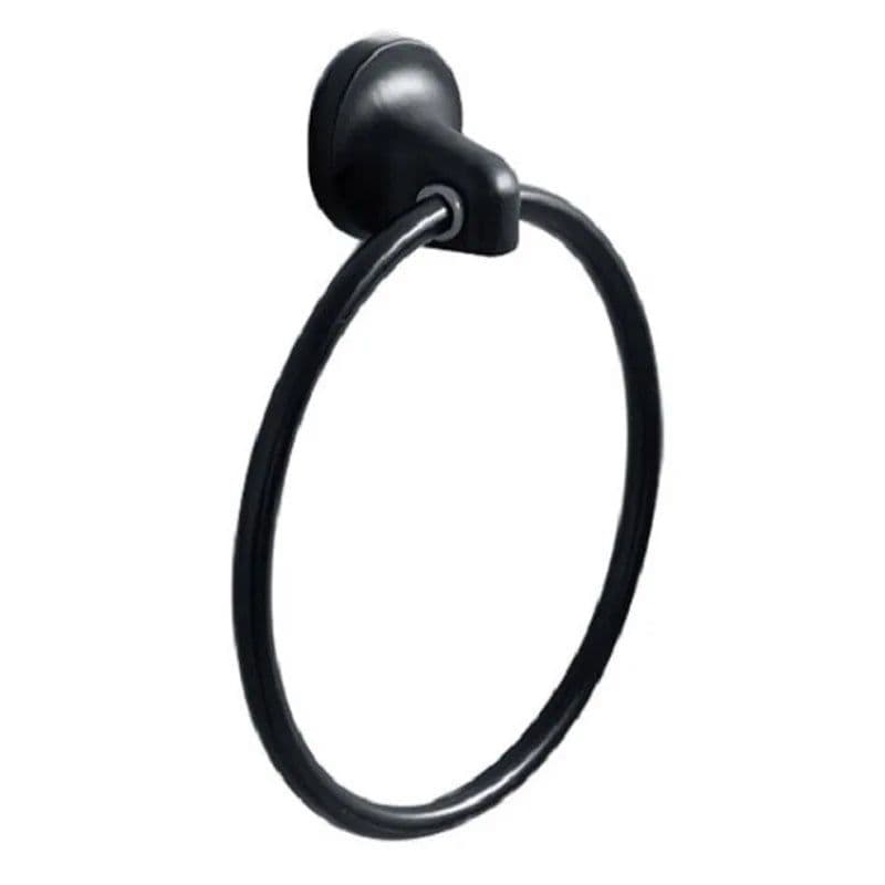 image-Matte Black Finish Stainless Steel Wall Mounted Towel Ring Bathroom Accessories Round Towel Holder Bathroom Towel Rack Hanger