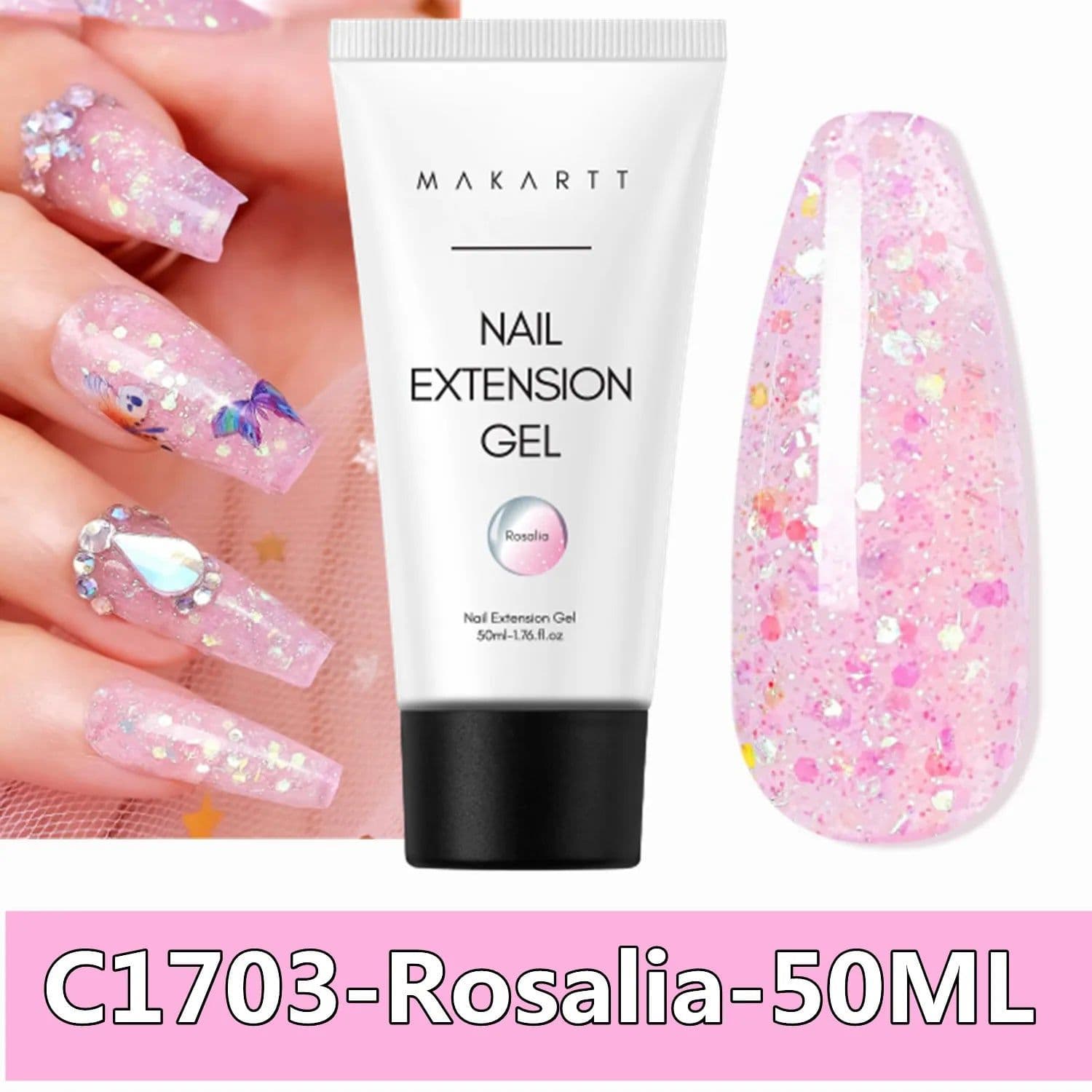 image-Makartt Poly Nail Extension Gel 30ML / 50ML Pink Clear White Blue Nail Gel Trendy Nail Art Design French Manicure For Starters