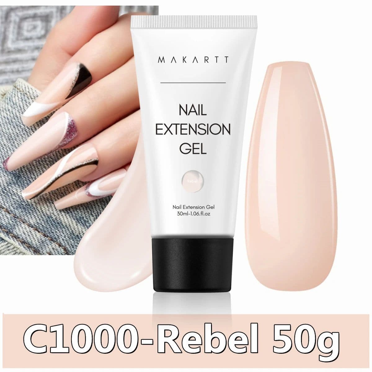 image-Makartt Poly Nail Extension Gel 30ML / 50ML Pink Clear White Blue Nail Gel Trendy Nail Art Design French Manicure For Starters