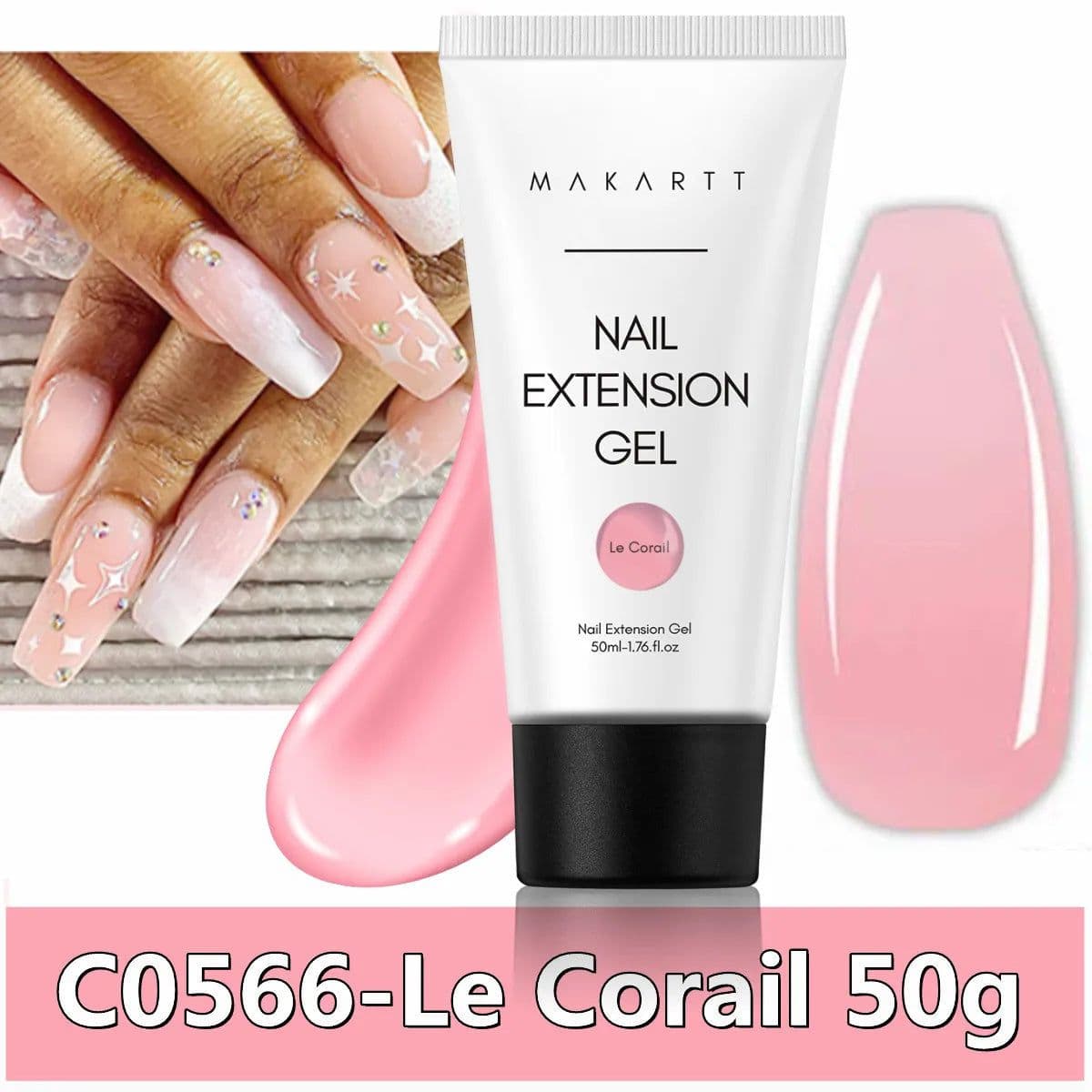 image-Makartt Poly Nail Extension Gel 30ML / 50ML Pink Clear White Blue Nail Gel Trendy Nail Art Design French Manicure For Starters