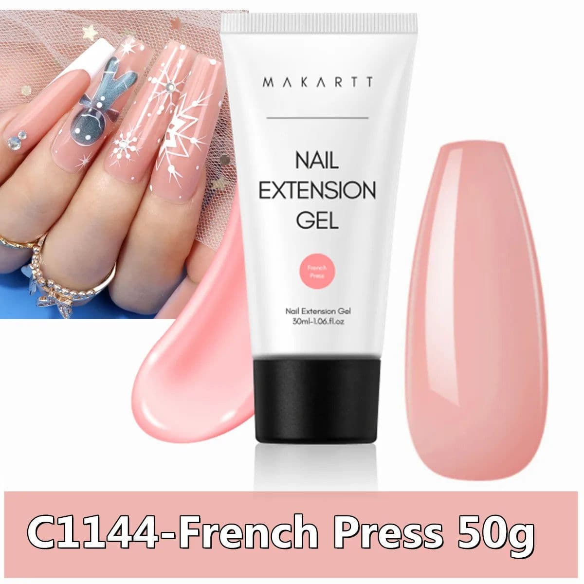 image-Makartt Poly Nail Extension Gel 30ML / 50ML Pink Clear White Blue Nail Gel Trendy Nail Art Design French Manicure For Starters