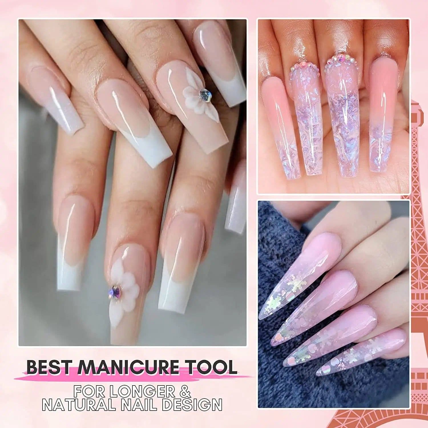 image-Makartt Poly Nail Extension Gel 30ML / 50ML Pink Clear White Blue Nail Gel Trendy Nail Art Design French Manicure For Starters