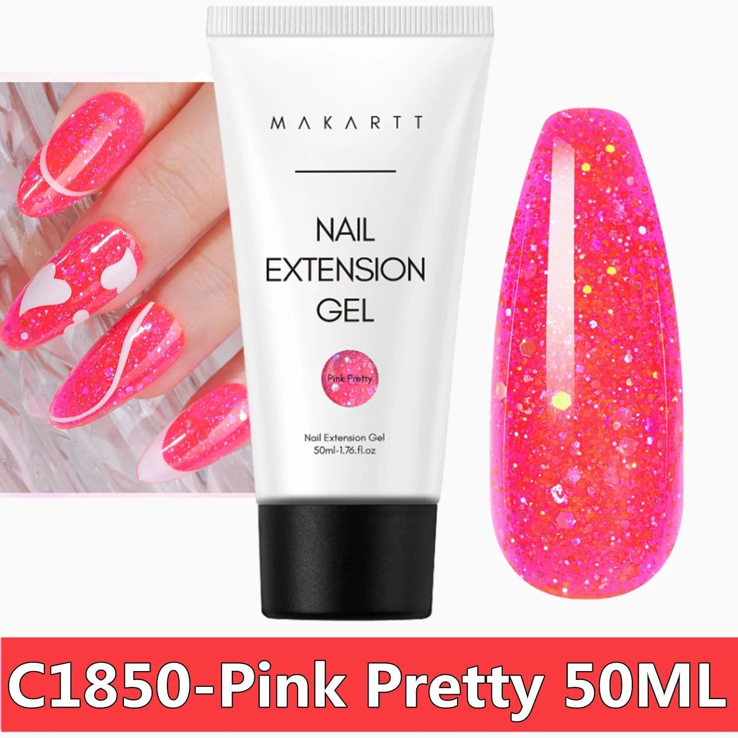 image-Makartt Poly Nail Extension Gel 30ML / 50ML Pink Clear White Blue Nail Gel Trendy Nail Art Design French Manicure For Starters