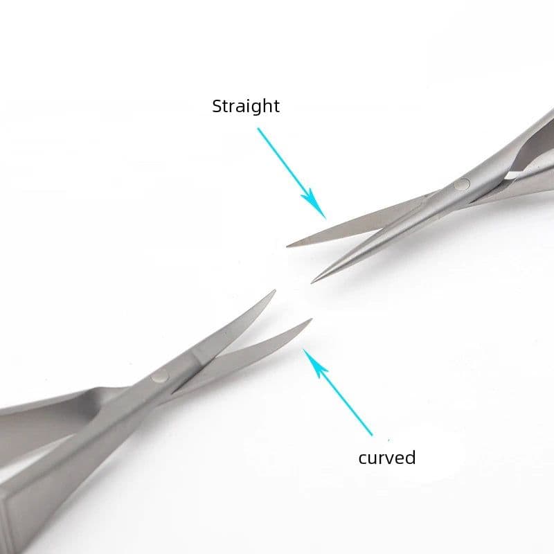 image-Stainless Steel Scissors Squeeze Straight Cuticle Scissor Dead Skin Cutter Open Eye Microscissors Manicure Tools 12cm