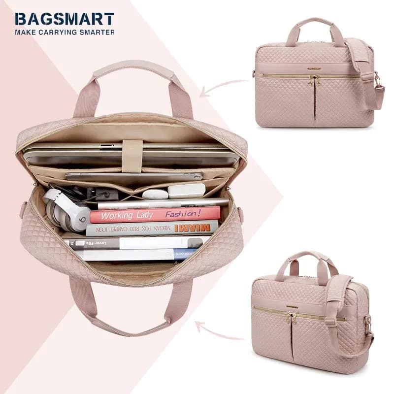 image-BAGSMART Large Capacity 17 inch Laptop Bag Shoulder Messenger Notebook Pouch Briefcase Office Travel Business Computer HandBag