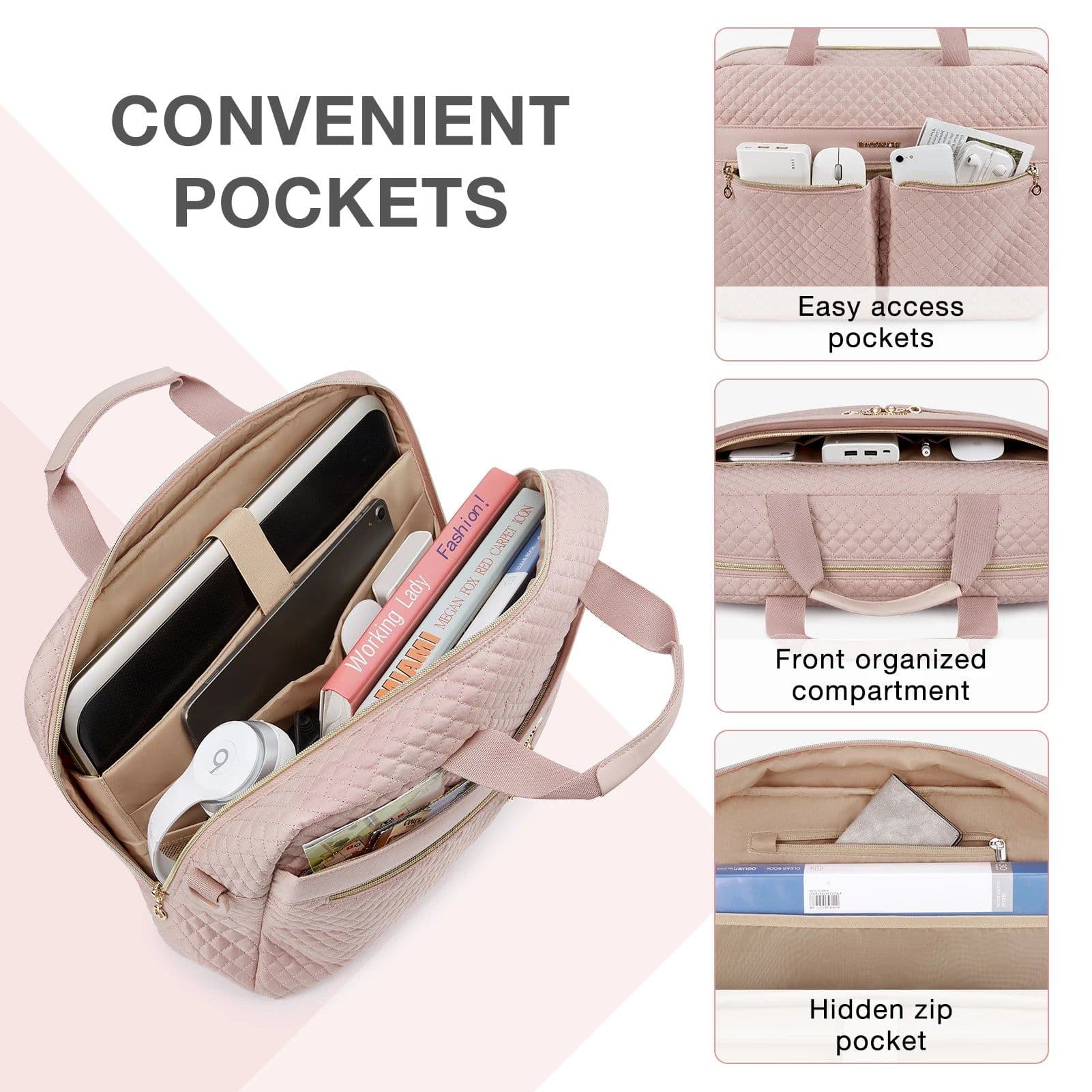 image-BAGSMART Large Capacity 17 inch Laptop Bag Shoulder Messenger Notebook Pouch Briefcase Office Travel Business Computer HandBag