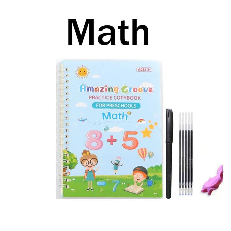 image-Reusable Copybook Learning Math English 3D Calligraphy Book Numbers 0-10 Education for Kids Letter Practice Handwriting Toy