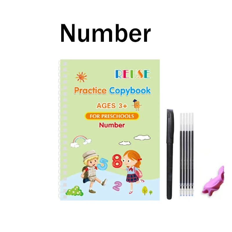 image-Reusable Copybook Learning Math English 3D Calligraphy Book Numbers 0-10 Education for Kids Letter Practice Handwriting Toy