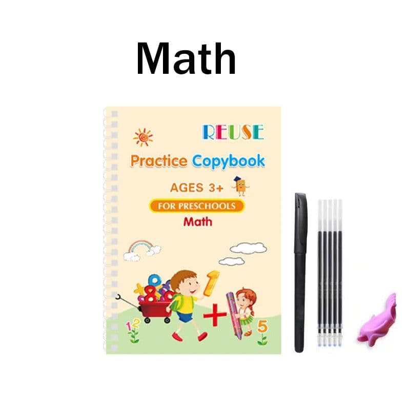 image-Reusable Copybook Learning Math English 3D Calligraphy Book Numbers 0-10 Education for Kids Letter Practice Handwriting Toy
