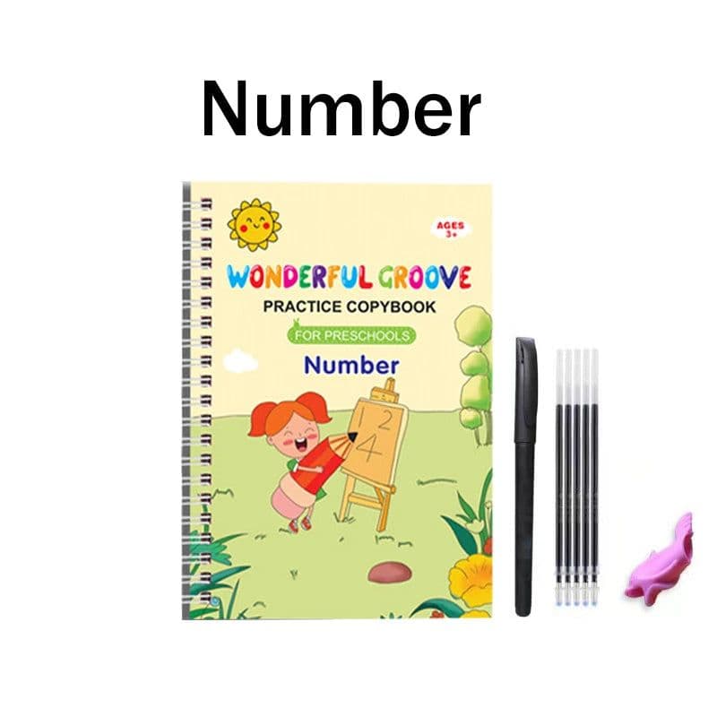 image-Reusable Copybook Learning Math English 3D Calligraphy Book Numbers 0-10 Education for Kids Letter Practice Handwriting Toy