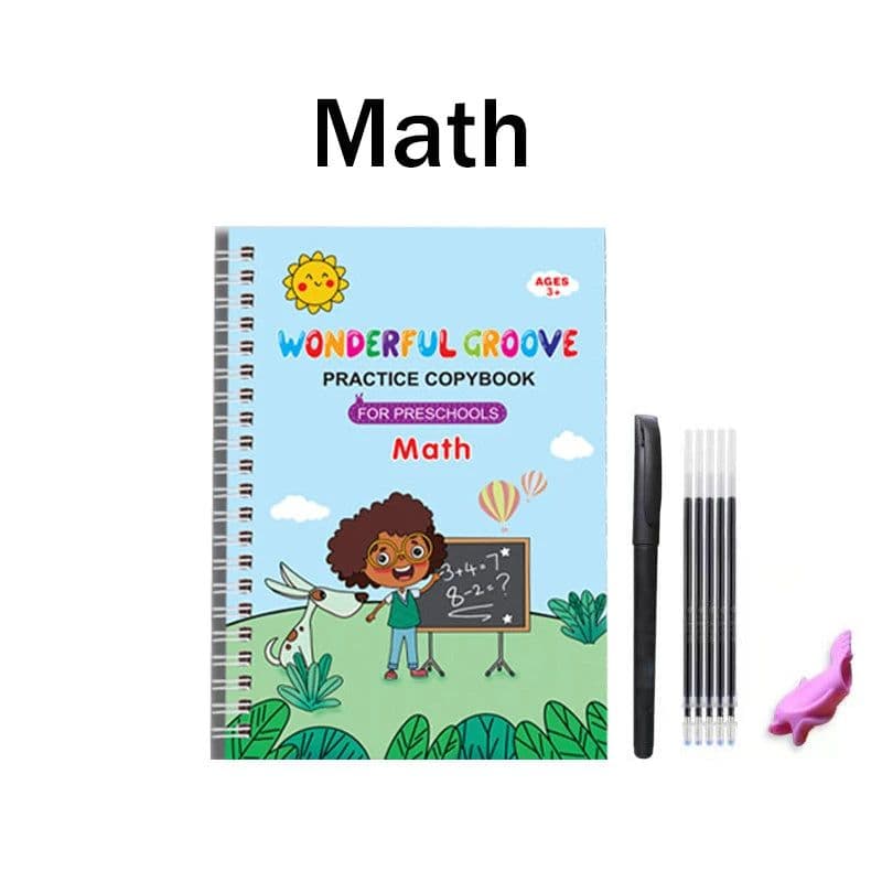 image-Reusable Copybook Learning Math English 3D Calligraphy Book Numbers 0-10 Education for Kids Letter Practice Handwriting Toy