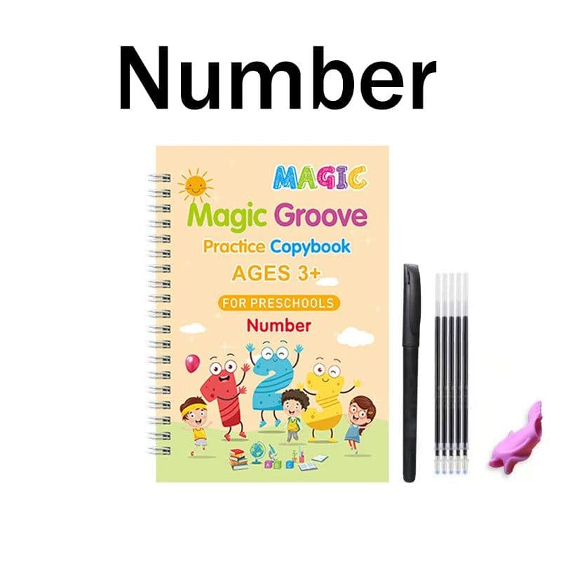 image-Reusable Copybook Learning Math English 3D Calligraphy Book Numbers 0-10 Education for Kids Letter Practice Handwriting Toy