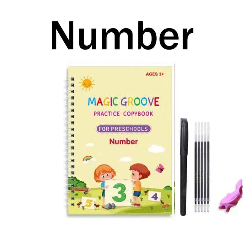 image-Reusable Copybook Learning Math English 3D Calligraphy Book Numbers 0-10 Education for Kids Letter Practice Handwriting Toy