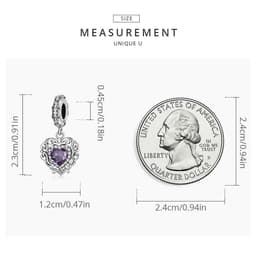 image-WOSTU 925 Sterling Silver Dreamy Purple Heart Charms Safety Chain Space Jewelry Beads Fit Original Bracelet DIY Bangle For Women