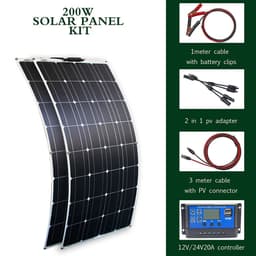 image-solar panel kit and 300w 200w 100w flexible solar panels 12v 24v high efficiency battery charger module