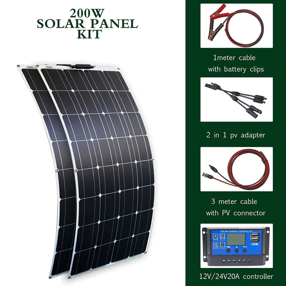 image-solar panel kit and 300w 200w 100w flexible solar panels 12v 24v high efficiency battery charger module