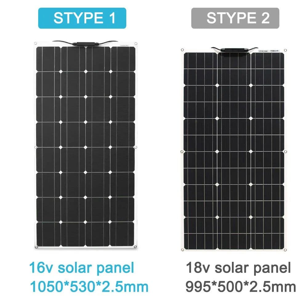image-solar panel kit and 300w 200w 100w flexible solar panels 12v 24v high efficiency battery charger module