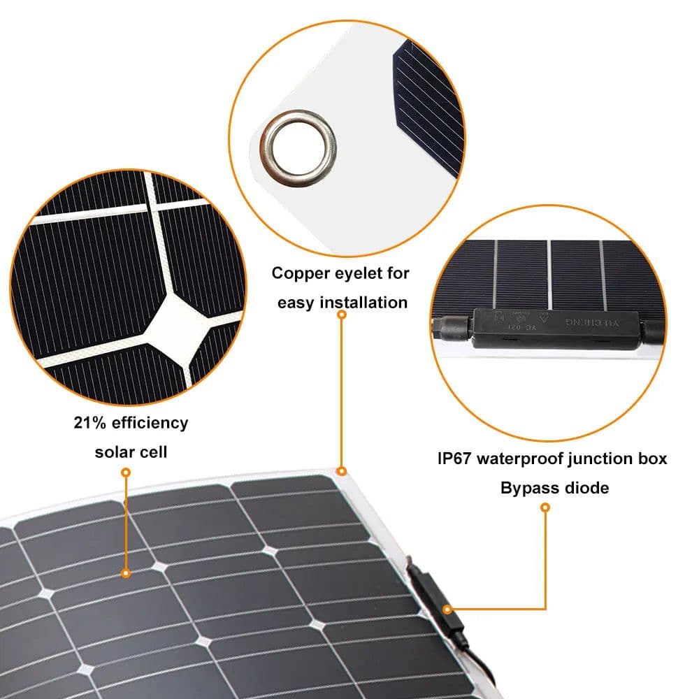 image-solar panel kit and 300w 200w 100w flexible solar panels 12v 24v high efficiency battery charger module