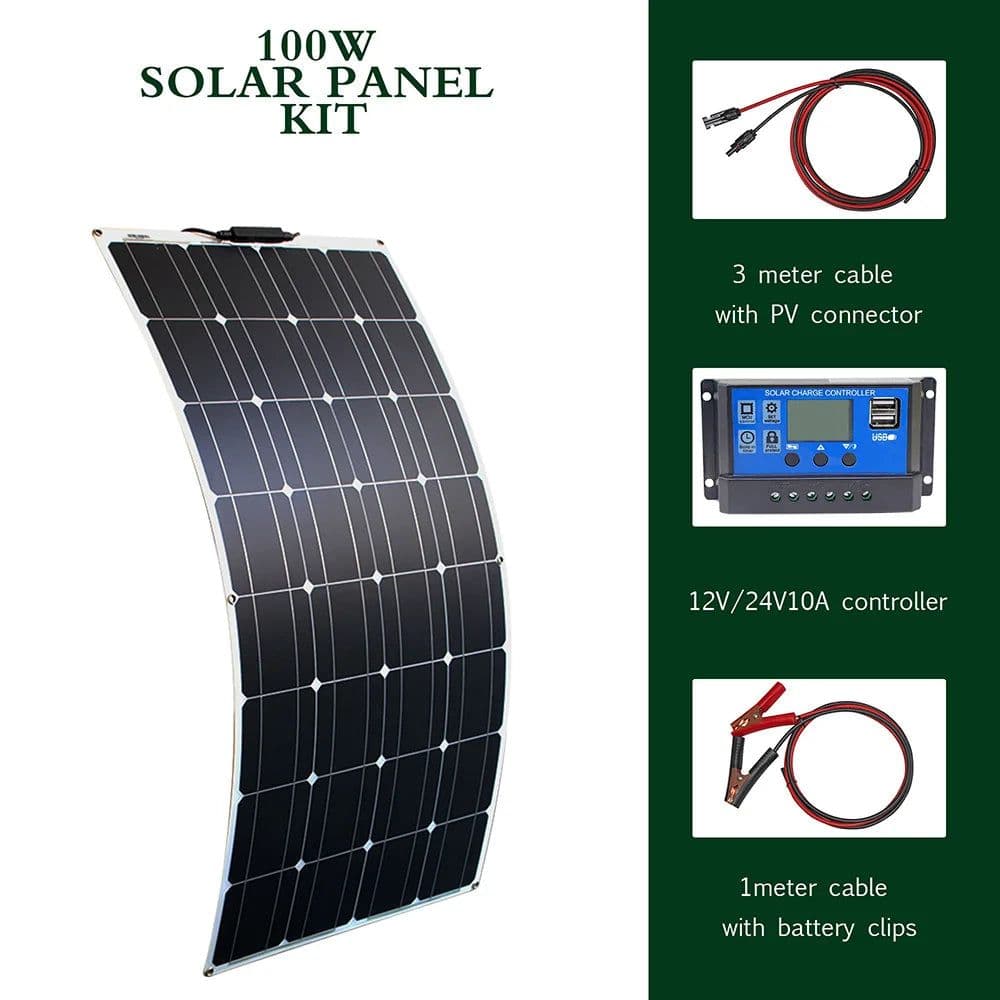 image-solar panel kit and 300w 200w 100w flexible solar panels 12v 24v high efficiency battery charger module
