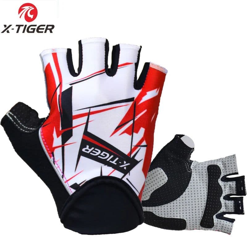 image-X-Tiger Cycling Gloves Mens MTB Road Gloves Reflective Mountain Bike Half Finger Gloves Bicycle Non-slip Sports Gloves
