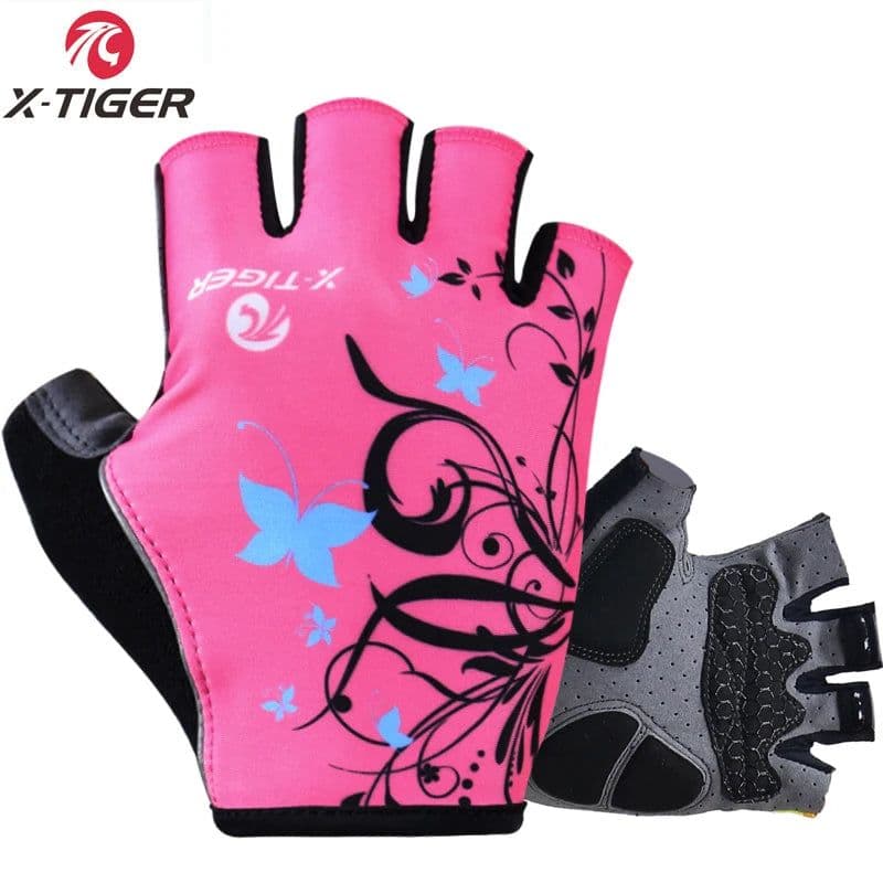 image-X-Tiger Cycling Gloves Mens MTB Road Gloves Reflective Mountain Bike Half Finger Gloves Bicycle Non-slip Sports Gloves