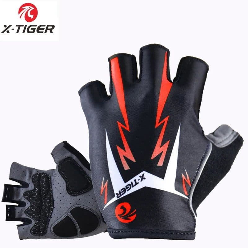image-X-Tiger Cycling Gloves Mens MTB Road Gloves Reflective Mountain Bike Half Finger Gloves Bicycle Non-slip Sports Gloves