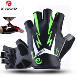 image-X-Tiger Cycling Gloves Mens MTB Road Gloves Reflective Mountain Bike Half Finger Gloves Bicycle Non-slip Sports Gloves