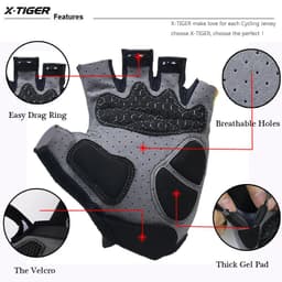 image-X-Tiger Cycling Gloves Mens MTB Road Gloves Reflective Mountain Bike Half Finger Gloves Bicycle Non-slip Sports Gloves