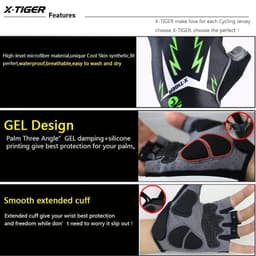 image-X-Tiger Cycling Gloves Mens MTB Road Gloves Reflective Mountain Bike Half Finger Gloves Bicycle Non-slip Sports Gloves