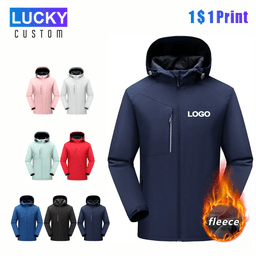 image-Men's Winter Inner Fleece Waterproof Jacket Custom Printing Embroidery Logo Outdoor Windbreaker Hiking Camping Thermal Coat 4xl