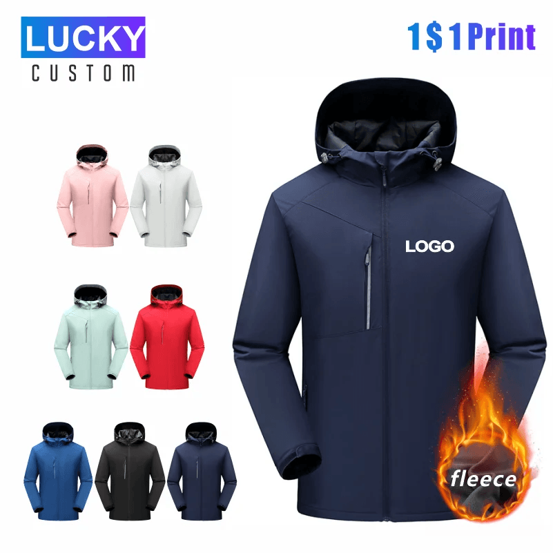 image-Men's Winter Inner Fleece Waterproof Jacket Custom Printing Embroidery Logo Outdoor Windbreaker Hiking Camping Thermal Coat 4xl