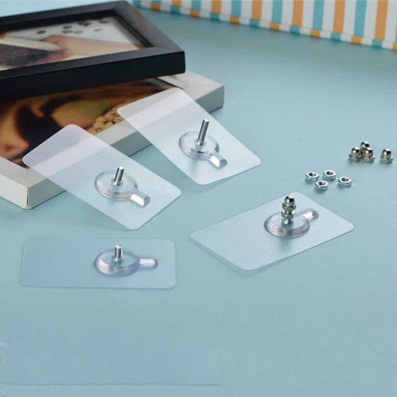 image-10pcs/set Invisible Strong Non-Marking Screw Stickers Hooks Seamless Sticky Wall Hook Bathroom Kitchen Utensils Hook