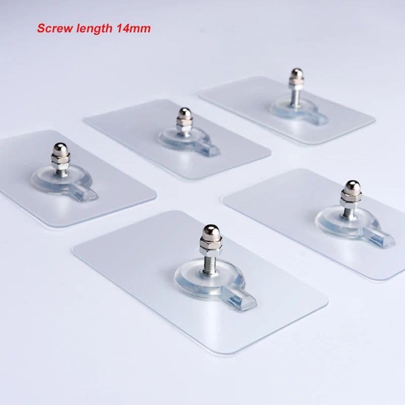 image-10pcs/set Invisible Strong Non-Marking Screw Stickers Hooks Seamless Sticky Wall Hook Bathroom Kitchen Utensils Hook