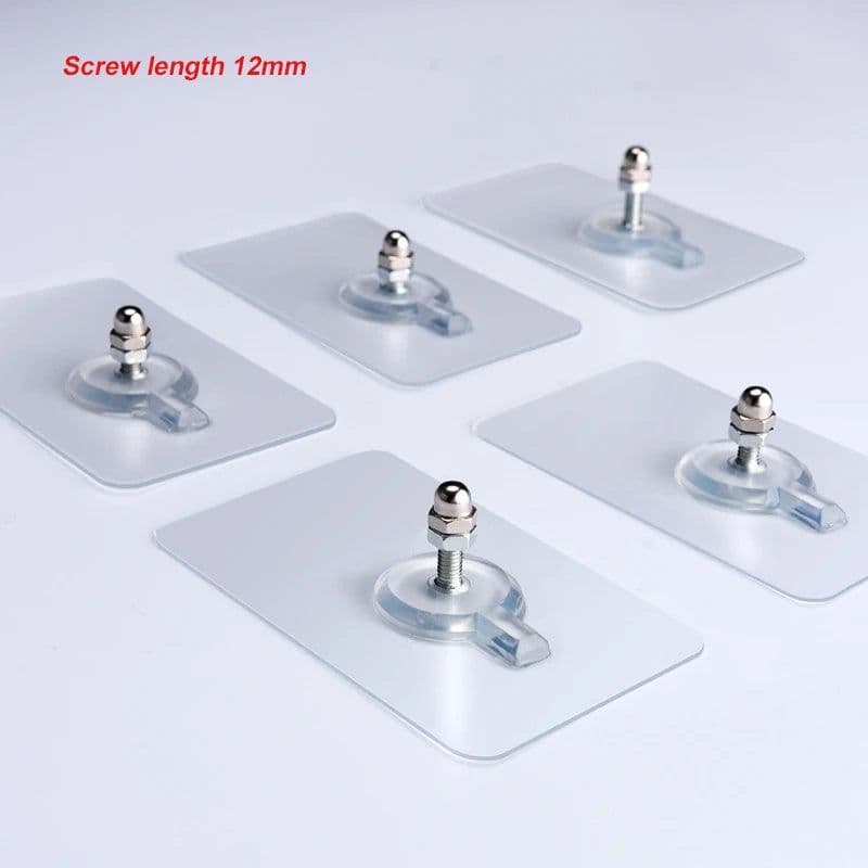 image-10pcs/set Invisible Strong Non-Marking Screw Stickers Hooks Seamless Sticky Wall Hook Bathroom Kitchen Utensils Hook