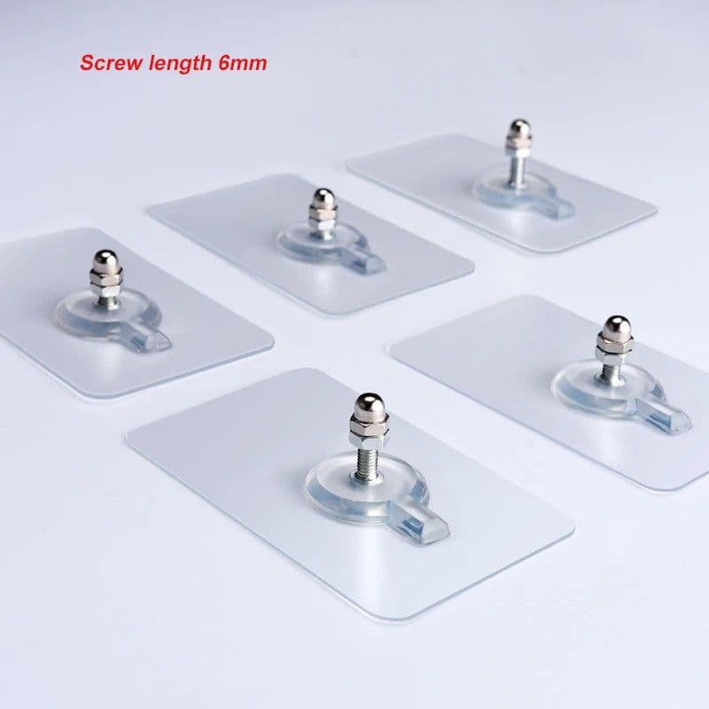 image-10pcs/set Invisible Strong Non-Marking Screw Stickers Hooks Seamless Sticky Wall Hook Bathroom Kitchen Utensils Hook
