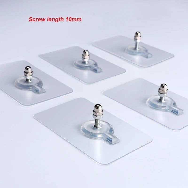 image-10pcs/set Invisible Strong Non-Marking Screw Stickers Hooks Seamless Sticky Wall Hook Bathroom Kitchen Utensils Hook