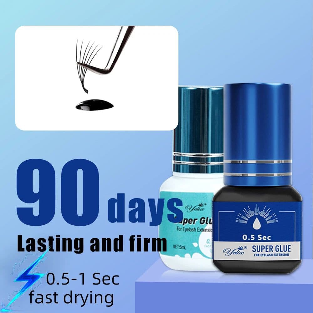 image-Yelix Eyelash Extension Glue 0.5-1 Sec Fast Dry Individual Lashes Glue Sensitive Eye Black/Clear Eyelash Glue Lash Extension