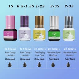 image-Yelix Eyelash Extension Glue 0.5-1 Sec Fast Dry Individual Lashes Glue Sensitive Eye Black/Clear Eyelash Glue Lash Extension