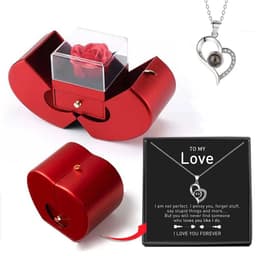 image-Dropshipping Christmas Gift Red Apple Jewelry Box Necklace Eternal Rose for Girl Mother's Day New Year Valentine's Day Gifts