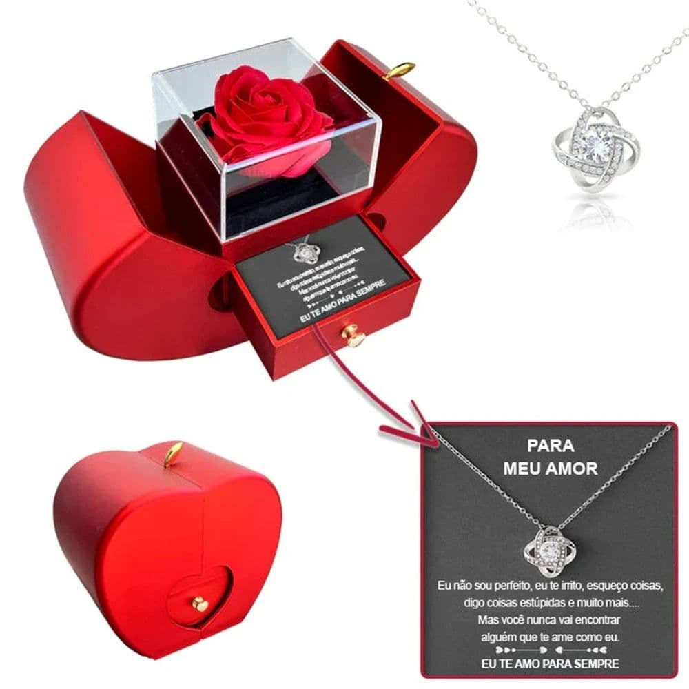 image-Dropshipping Christmas Gift Red Apple Jewelry Box Necklace Eternal Rose for Girl Mother's Day New Year Valentine's Day Gifts