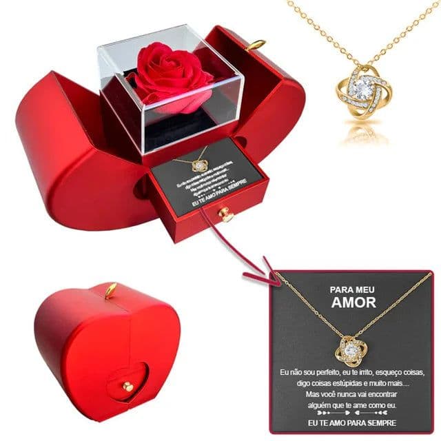 image-Dropshipping Christmas Gift Red Apple Jewelry Box Necklace Eternal Rose for Girl Mother's Day New Year Valentine's Day Gifts