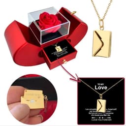 image-Dropshipping Christmas Gift Red Apple Jewelry Box Necklace Eternal Rose for Girl Mother's Day New Year Valentine's Day Gifts