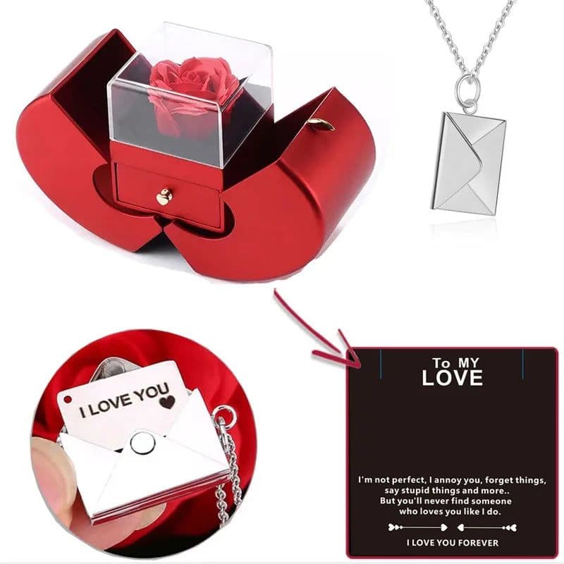 image-Dropshipping Christmas Gift Red Apple Jewelry Box Necklace Eternal Rose for Girl Mother's Day New Year Valentine's Day Gifts