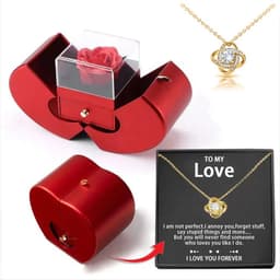 image-Dropshipping Christmas Gift Red Apple Jewelry Box Necklace Eternal Rose for Girl Mother's Day New Year Valentine's Day Gifts