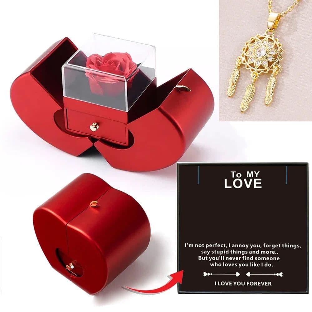 image-Dropshipping Christmas Gift Red Apple Jewelry Box Necklace Eternal Rose for Girl Mother's Day New Year Valentine's Day Gifts