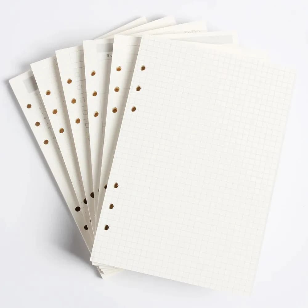 image-Classic 6 holes binder notebook inner paper core/refilling inner papers:line,grid,dots,list,daily weekly monthly planner A5 A6