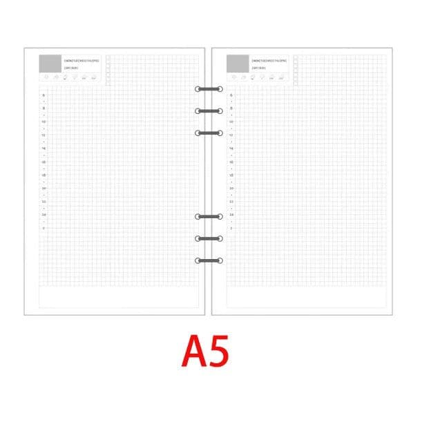image-Classic 6 holes binder notebook inner paper core/refilling inner papers:line,grid,dots,list,daily weekly monthly planner A5 A6
